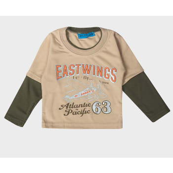 Boys Mock Long Sleeve Aeroplane Print T-shirt