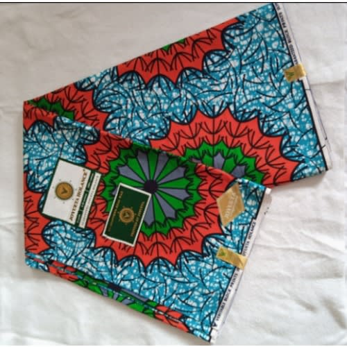 High Quality Joyueta Holance Ankara -tale Green,burnt Orange And White- 6 Yards