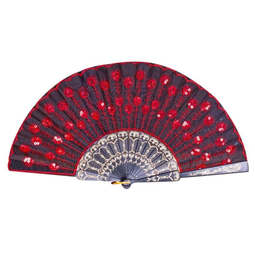 Flower Wedding 3sw0604 Hand Fan 2018 Folding Silk Lace Party Held Style Chinese/Spanish Dance