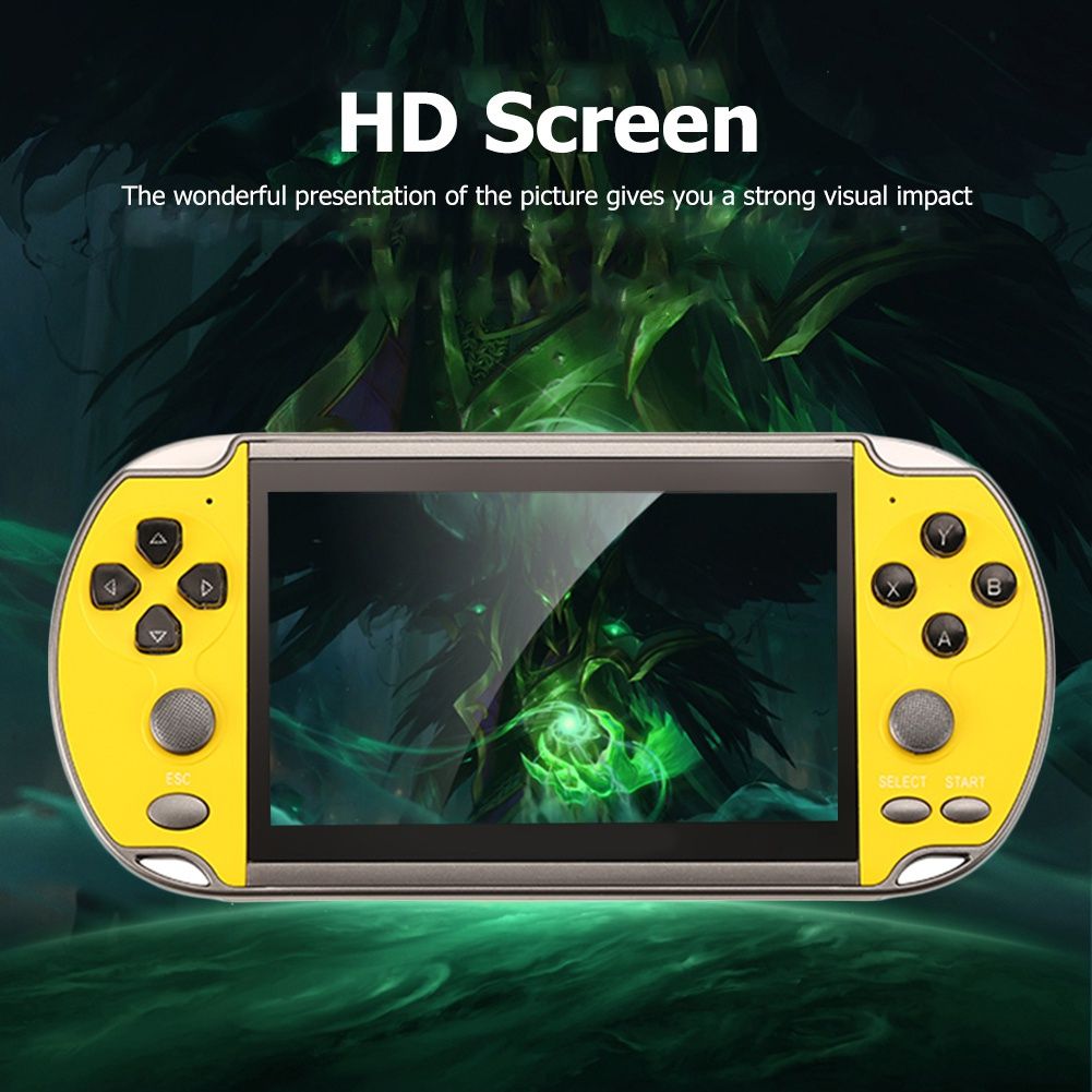 X7 Handheld Game Player 4.3 Inch LCD Display 8GB Double-rocker 3000 Classic Game Retro Mini Pocket Game Console MP5 Video Player（Yellow)）