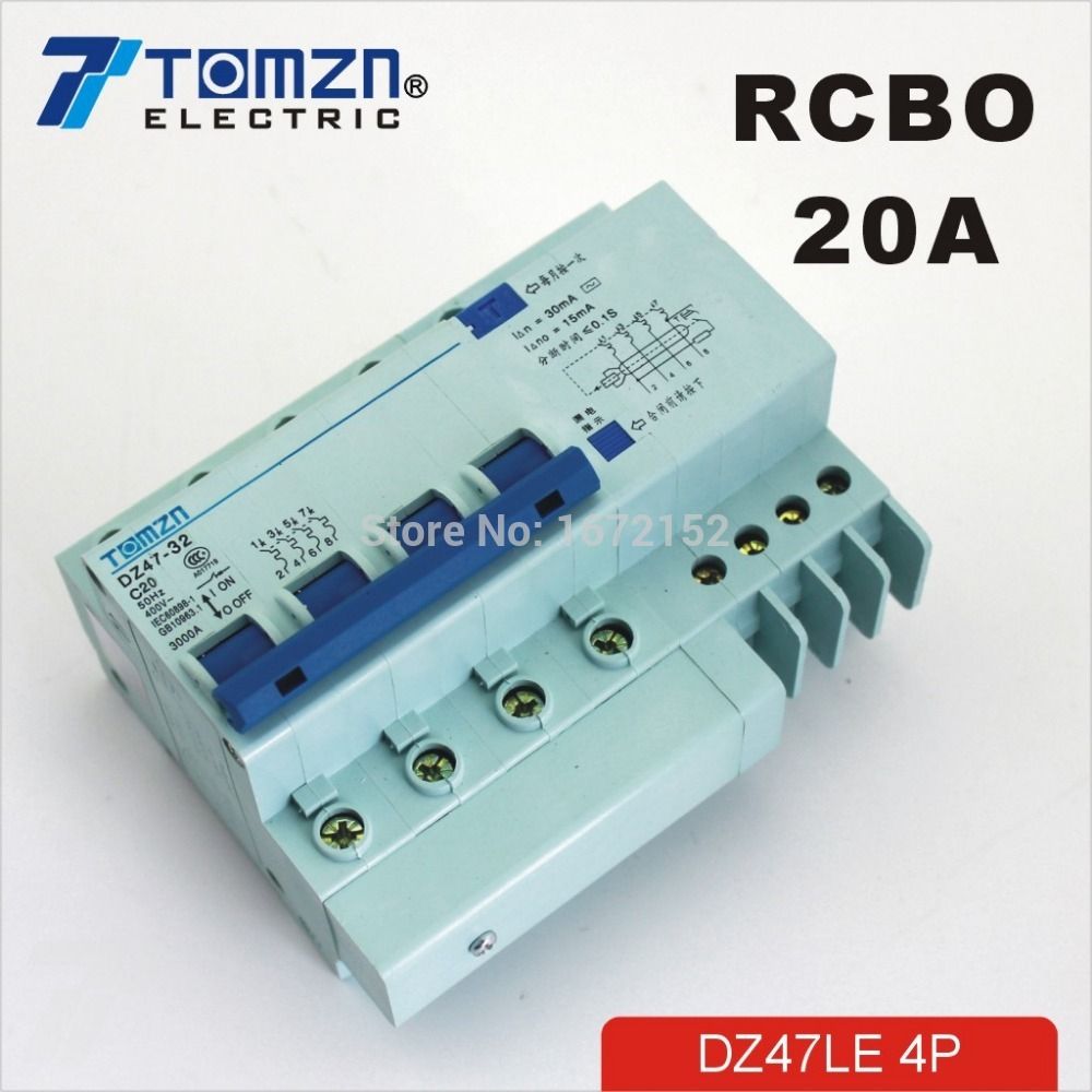 DZ47LE 20A 60HZ 50HZ Current Circuit 4P 400V~ Residual