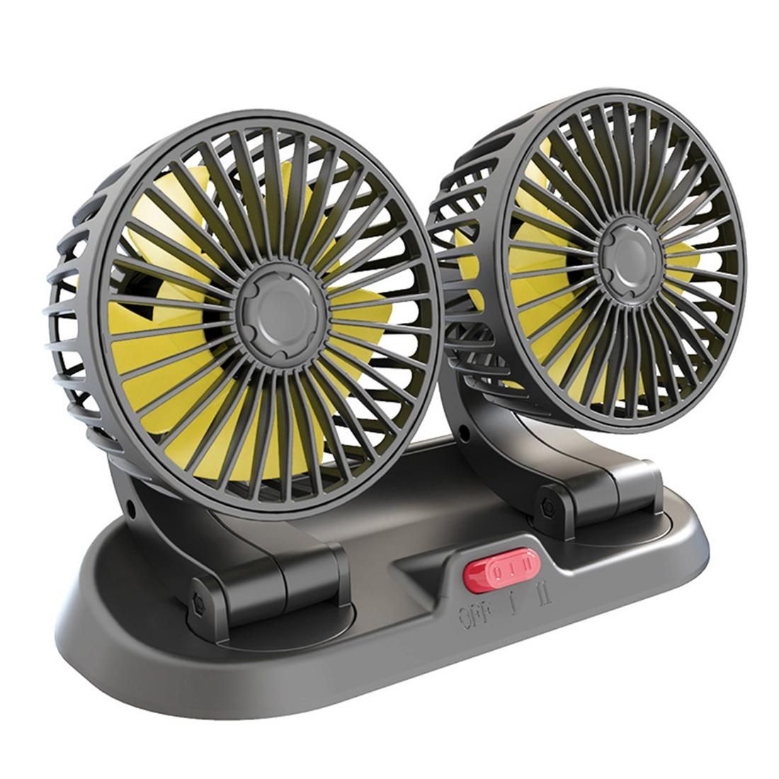 Portable Car Cooling Fan 12V USB Mini Dual Head Cooler Fan