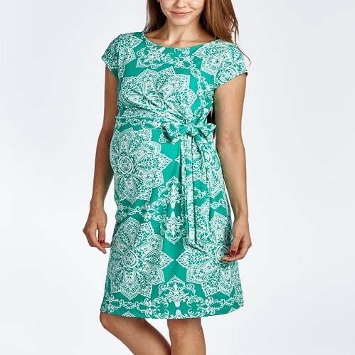 Maternity Cap-Sleeve Dress &ndash; Mint Green