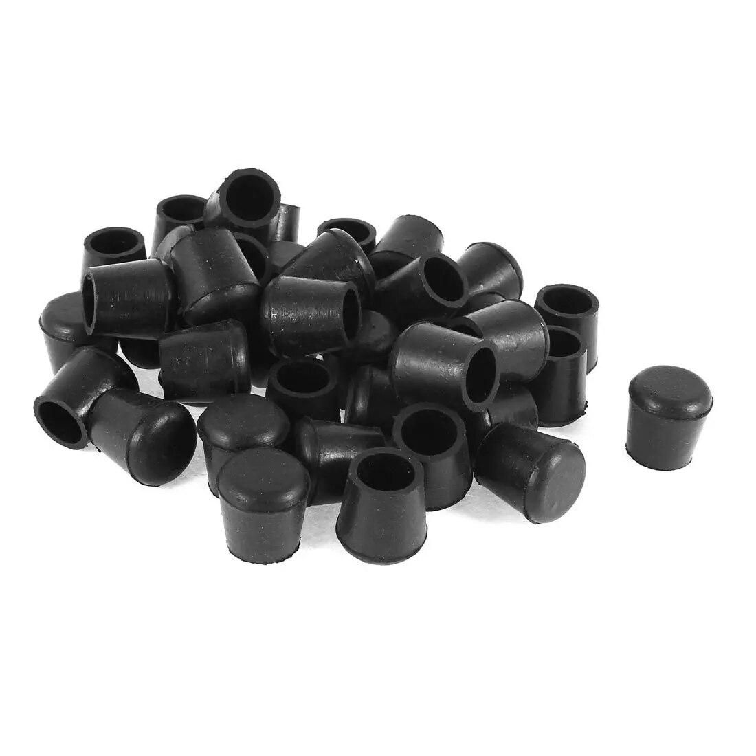 COFA 40 Pcs Black Rubber Chair Table Feet Pipe Tube Tubing End Caps 14mm