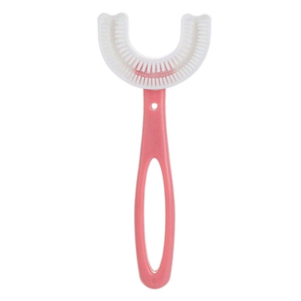 Kids Teeth Cleaning Manual Brush U-Shape Oral Tooth Pink 6-12 Years