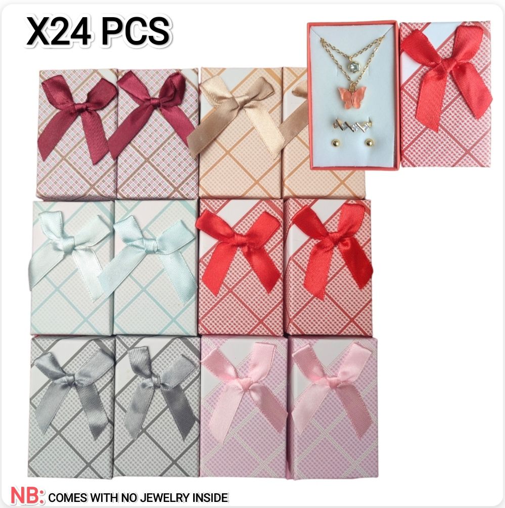 24pcs Jewelry Set Box Square Gift Box With Bowknot For Necklaces Earrings Rings Packaging Mixed Color