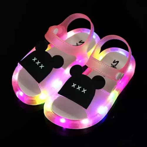 Kids Sandals With Neon Lights - Pink