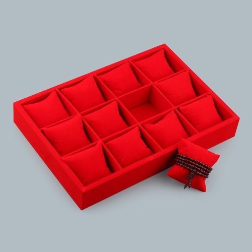 Velvet 12 Grids Watch Box Tray With Pillow Bracelet Display Tray Box Necklace Earring Container Boxes Case Jewelry Organizer