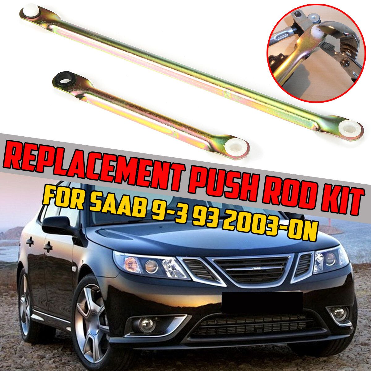 Pair Wiper Motor Linkage Push Rod Wipex Kit Set For SAAB 9-3 93 2003-ON