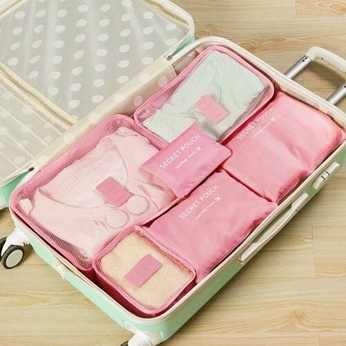 6Pcs/set Travel Storage Bags Overnight Weekend Clothes Toiletries Shoe Organize Pouch Luggage Suitcase Organizing Tool Household