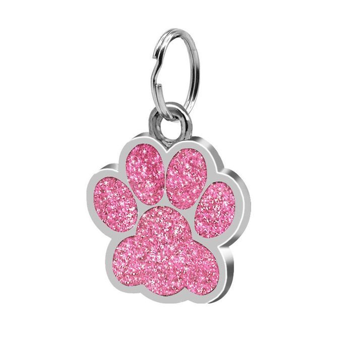 Fashion Footprints Pet Pendant Decor Glitter Footprint Identity Card Dog Tag Pink
