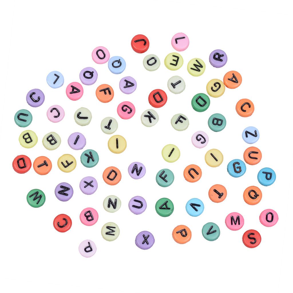 200 Pcs Colorful Acrylic Beads Charm Alphabet Letter 5 #
