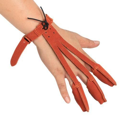 3 Finger Leather Guard Glove Recurve Compound Bow Competition Shooting Accessory