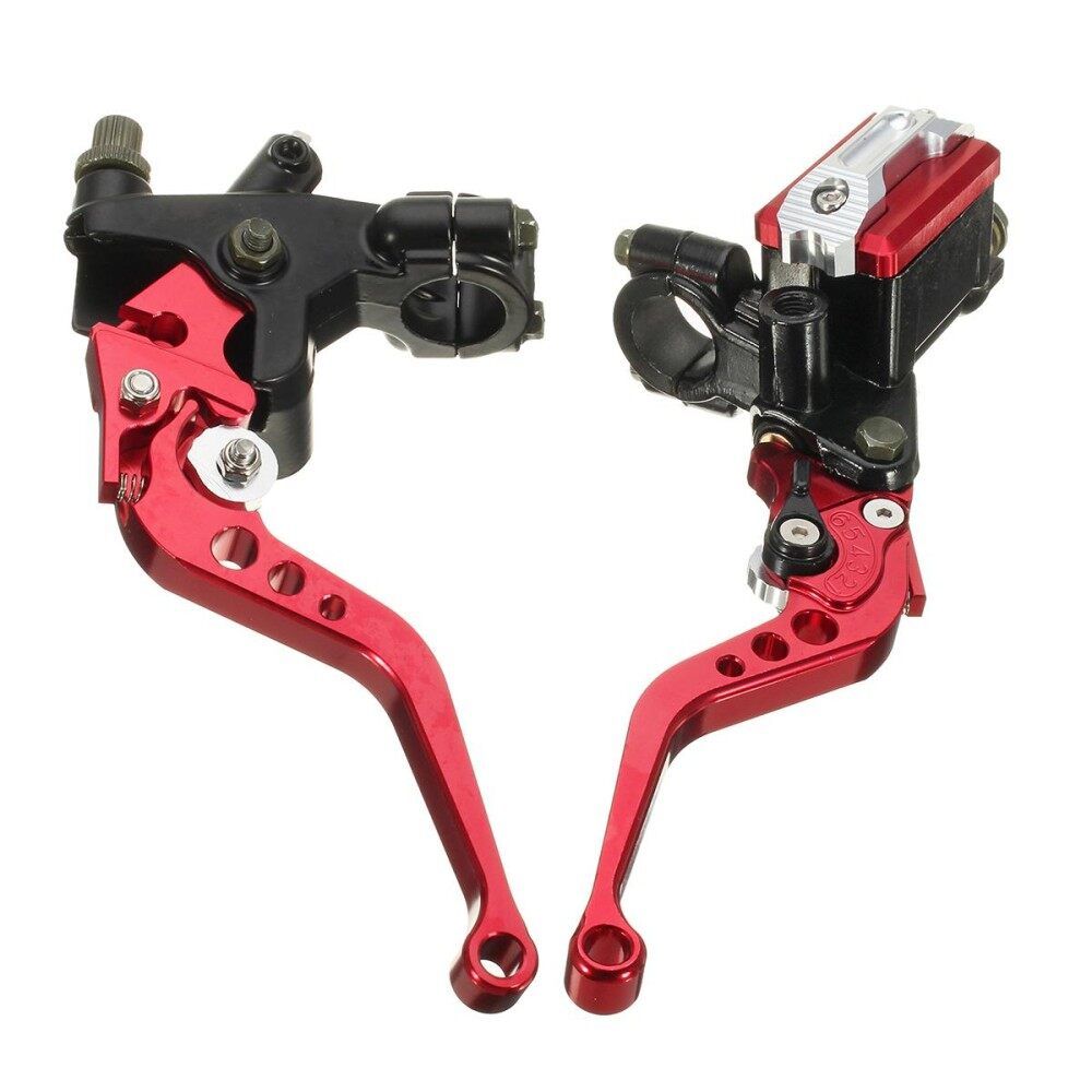 1 Pair Black 7/8" Motorcycle Front Brake Clutch Master Cylinder Lever Set Reservoir (Red) Red (red)