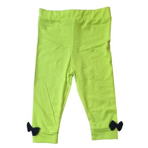 Girls Leggings - Neon Yellow & Black Bow