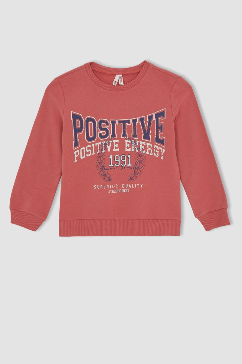 Girl Knitted Regular Fit Crew Neck Sweat Shirt - Bordeaux