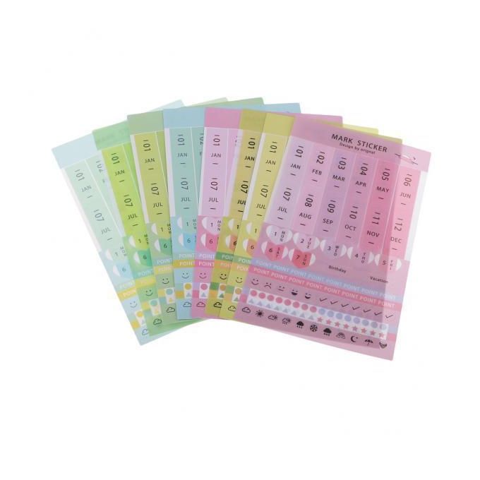 2x 8 Sheet Mini DIY Paper PVC Monthly Calendar Index Tabs Reminder