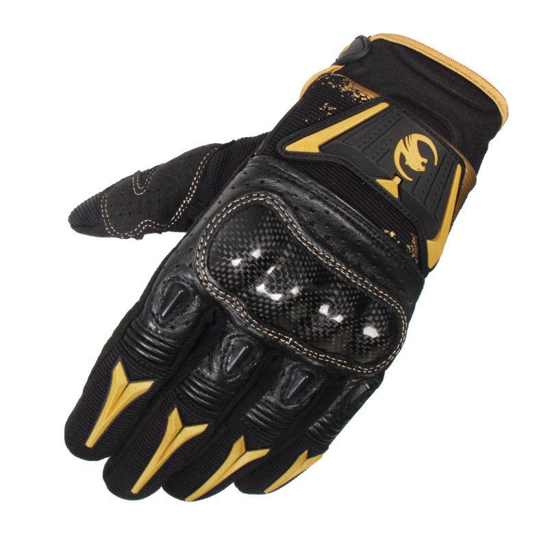 Full Finger Carbon Waterproof Motorcycle Racing Gold L Gold L