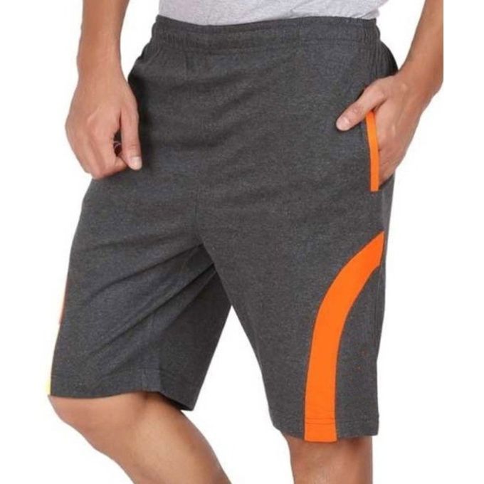 Unique Solid Unisex Nicker Short - Grey & Orange
