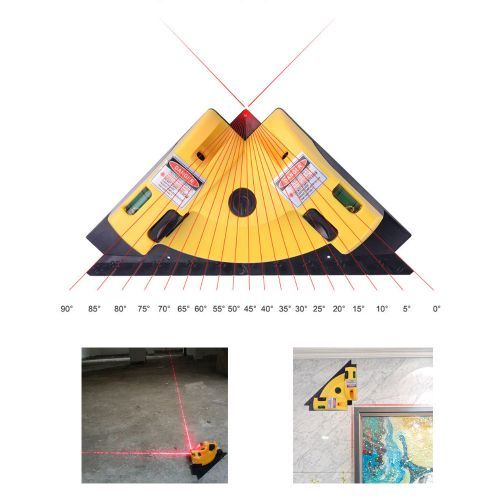 Right Angle 90 Degree Horizontal & Vertical Laser Level Line Projection Square Level Laser With Double Leveling Bubble Two Suction Cups