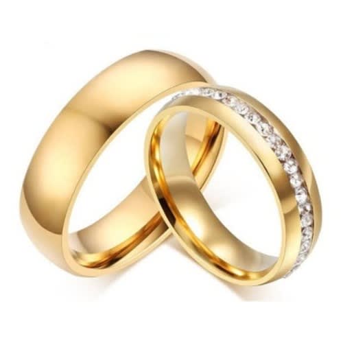 Couple's Wedding Rings Set - Gold