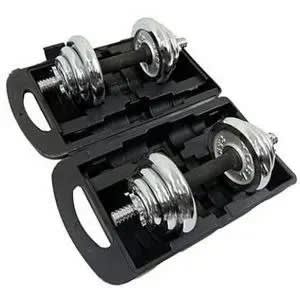 Adjustable Chrome Dumbbell Set With Case - 15kg