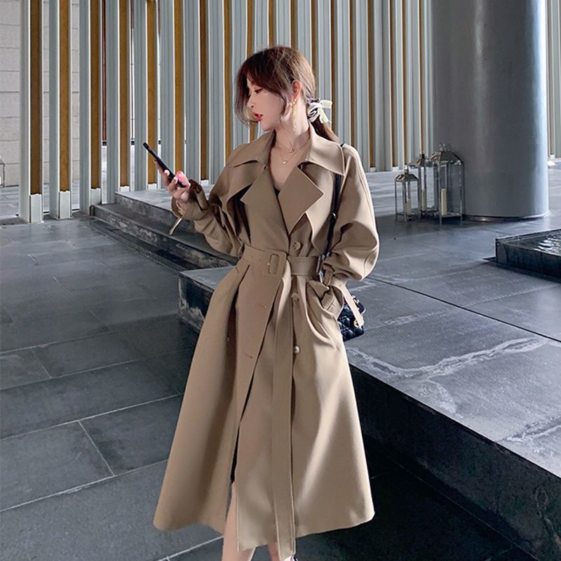 Cheap Wholesale 2021 New Korean Fashion Casual Long Trench Coat For Women Coats Ladies Work Wear Nice Female OL Jacket BAt162