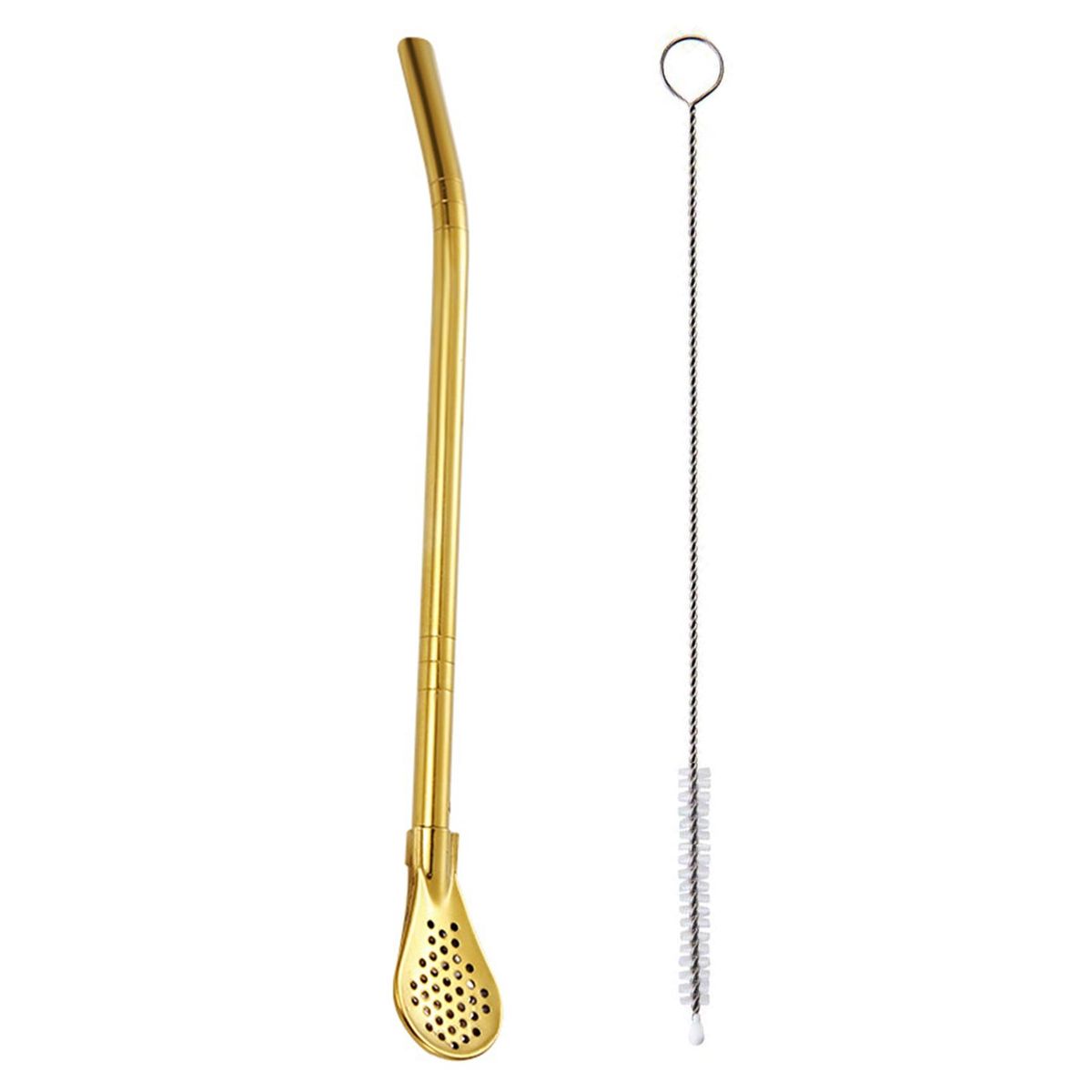 Coffee Straw Filter Colorful Stainless Steel Tea Spoon Straws Golden