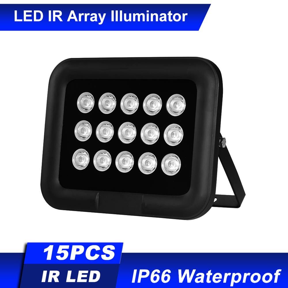 Infrared Illuminator 15pcs Array IR LEDS IR Illuminator Night Vision Wide Angle Long Range Outdoor Waterproof for CCTV Security Camera