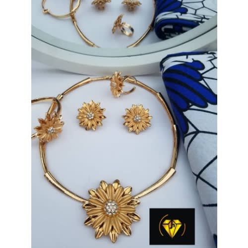 Crystal Rhinestone Necklace Set For Women-Rose Gold