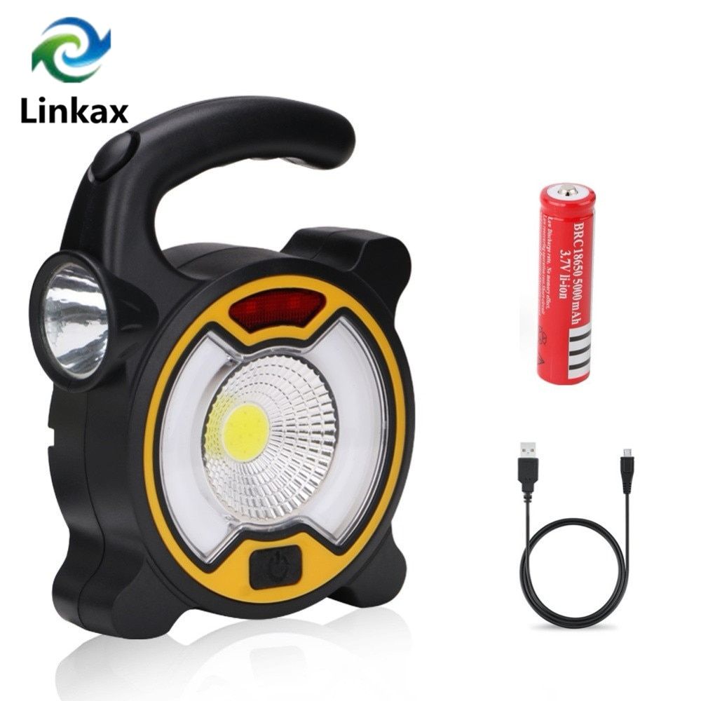 COB LED Portable Floodlight Lantern Outdoor Waterproof 4-Mode Emergency Spotlight Lamp For Camping Hiking Tent Light 18650