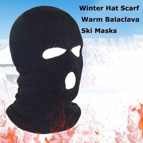 Unisex Black Balaclava Face Mask Three Hole
