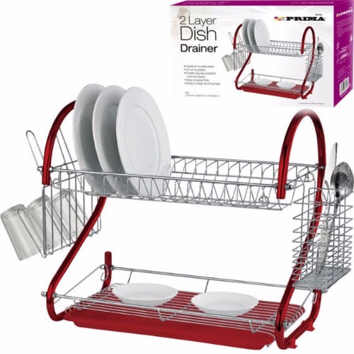2-Tier Dish Drainer - Red
