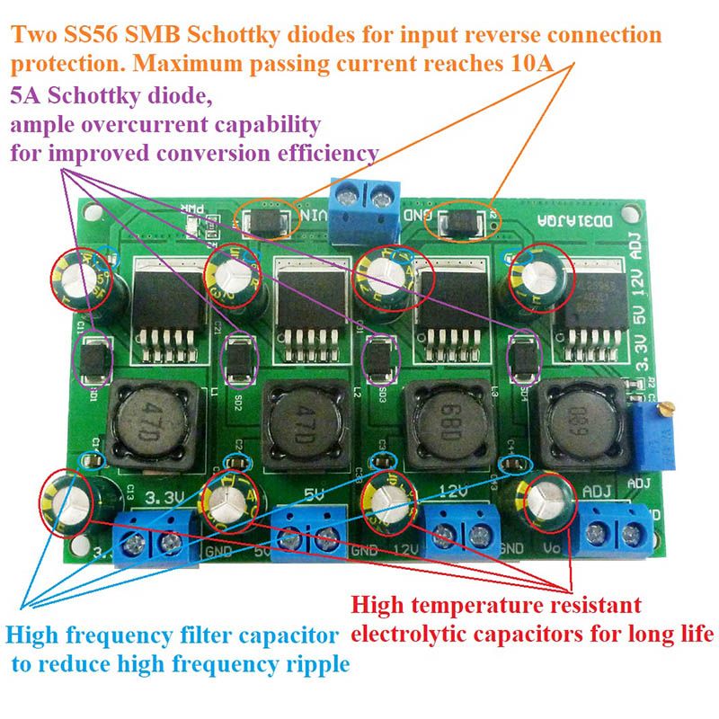 Multi-Channel Step-down Power Supply Module Ajustable Output