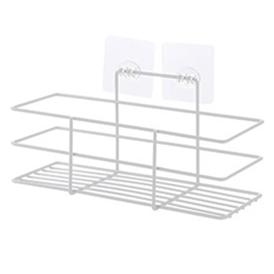 Bathroom Storage Racks Kitchen Paste Type Storage Shelf Condiment Toiletries Organizer For Home Kitchen White