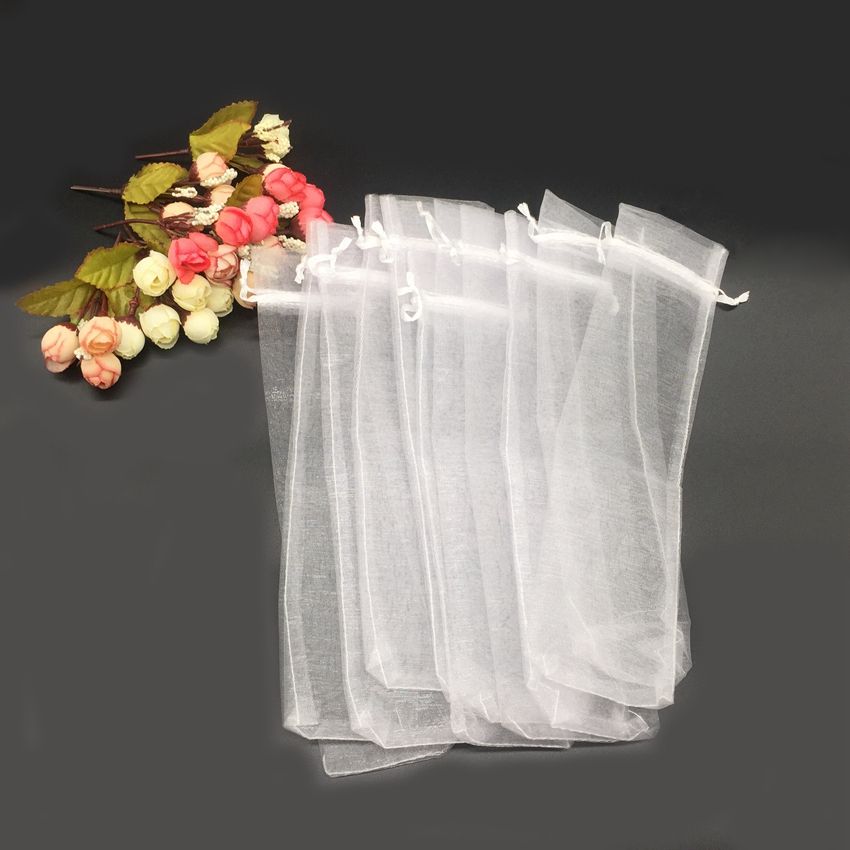 Bags Organza 50 Pouch Folding Fan White Drawstring Pcs Gift Party Hand Wedding 25mmx6mm