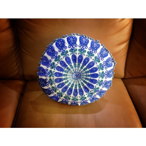 Indian Mandala Round Throw Pillow - 14in X 14in