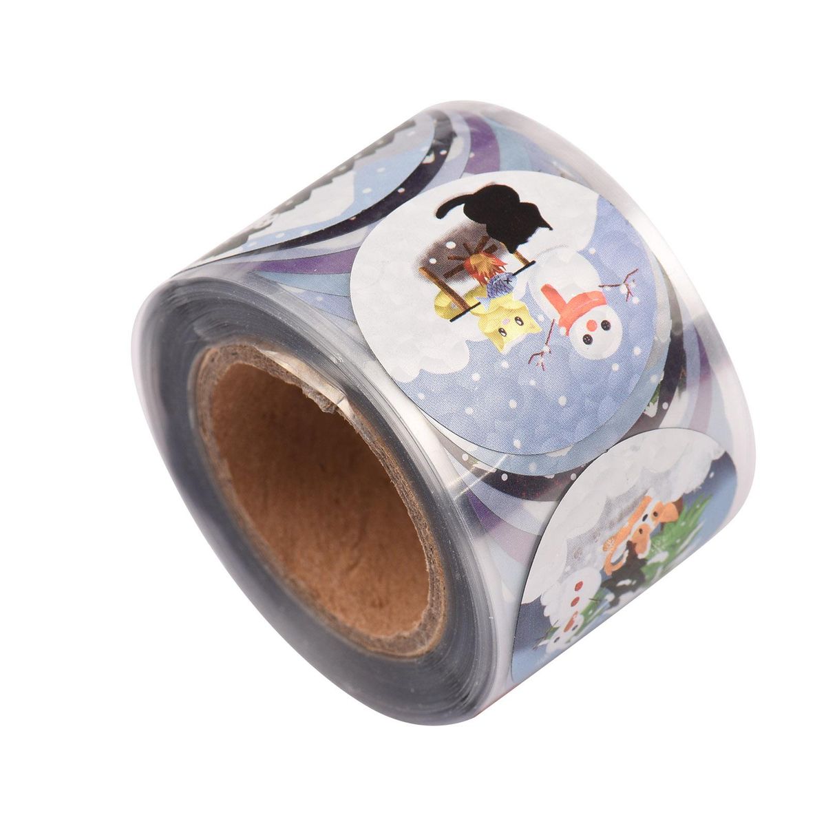 250PCS Roll Glitter Christmas Stickers Christmas Ornament Roll Stickers for Scrapbooking Card Making Christmas Party Supplies