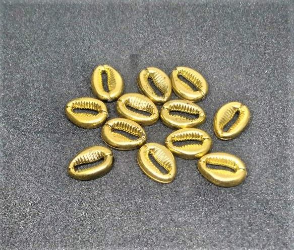 Gold Coloured Cowrie Beads For Hair Braids And Jewelry 12pcs