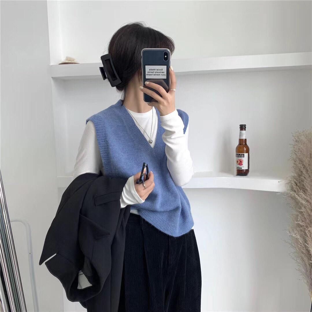ZHISILAO NEW WINTER WOMAN OF POINT SWEETS Jerseys without sleeves Flojo Informal Ladies Basic Sueter vest chic tops