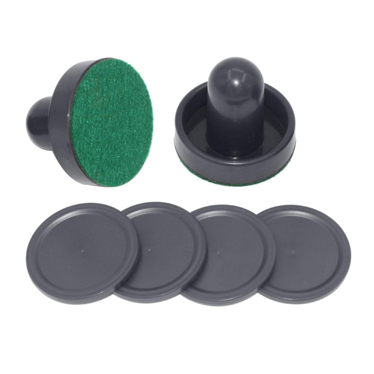 2PCS Air Hockey Pushers And 4PCS Pucks Small Size For Kids Adult Black