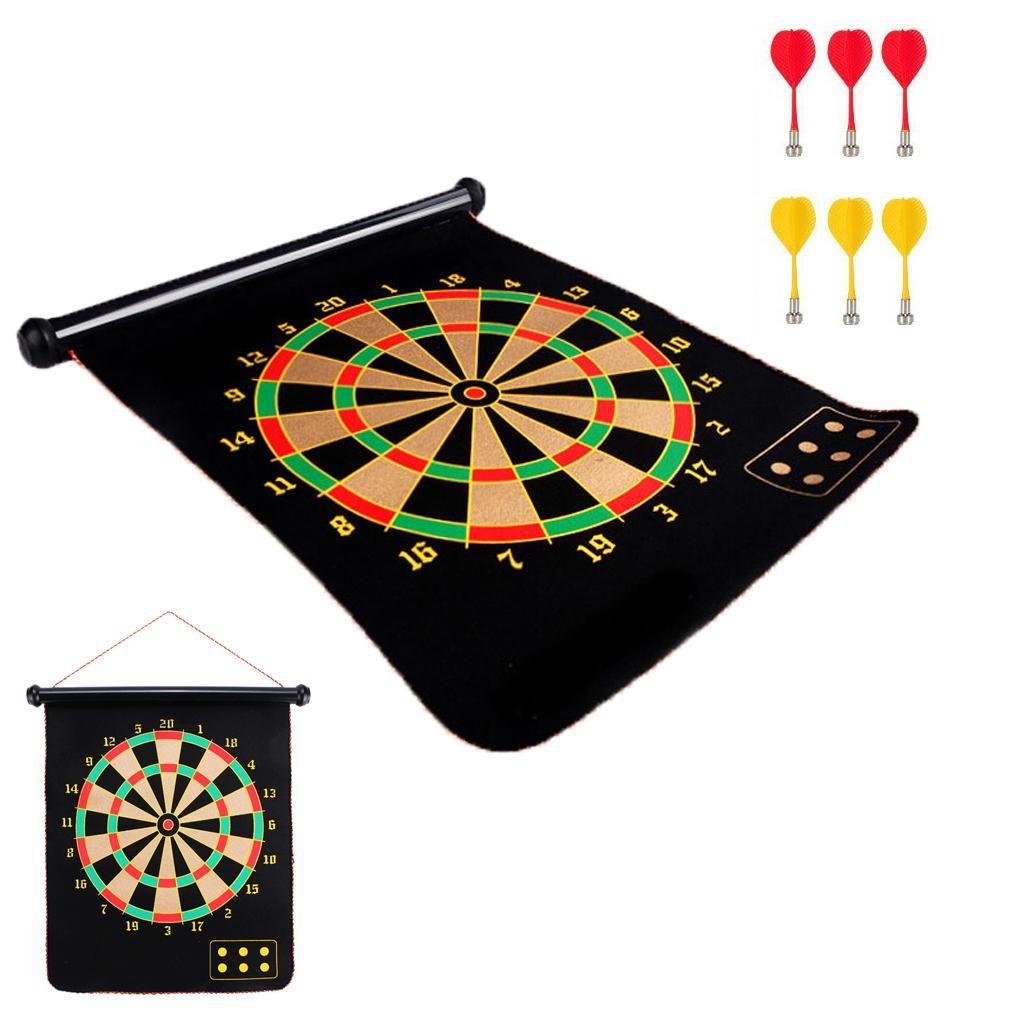 Portable Reversible Magnetic Dart Board With 6 Magnetic Darts Game