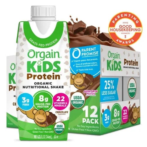 Orgain Organic Kids Nutritional Shake - 22 Vitamins & Minerals - Chocolate - 12ct
