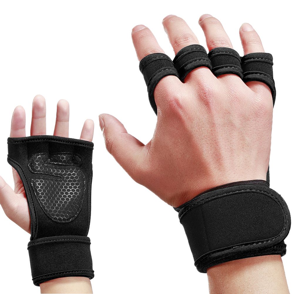 2Pcs Unisex Nonslip Weight Lift Fitness Training Hand-Black