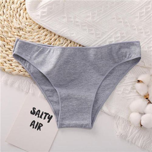 Low Waist Cotton Panties Sexy Female Underpants Solid Breathable Comfortable Women Underwear Ladies Pantys Lingerie M_XXL(#Style1 Gray)