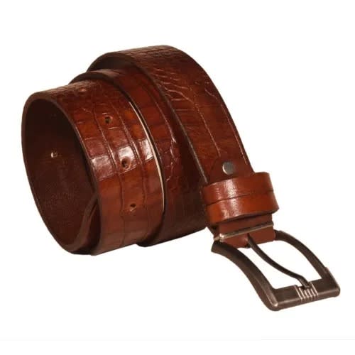 Crocodile Leather Belt - Brown