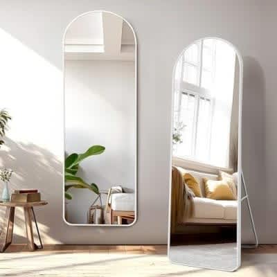 Standing/Wall Mounted Arch Framed Dressing Mirror - White