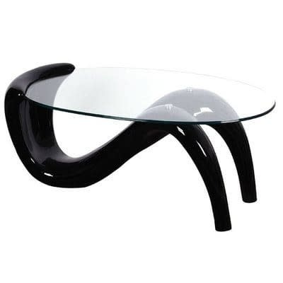 Living Room Glass Center Table With Formica Base - Black