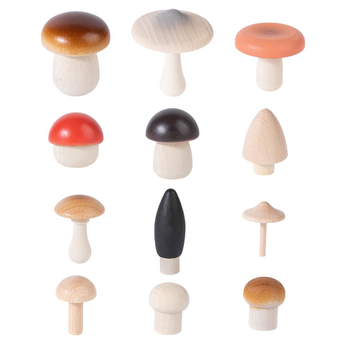 14Pcs Wooden Mushroom Set Natural Unfinished Mushroom DIY