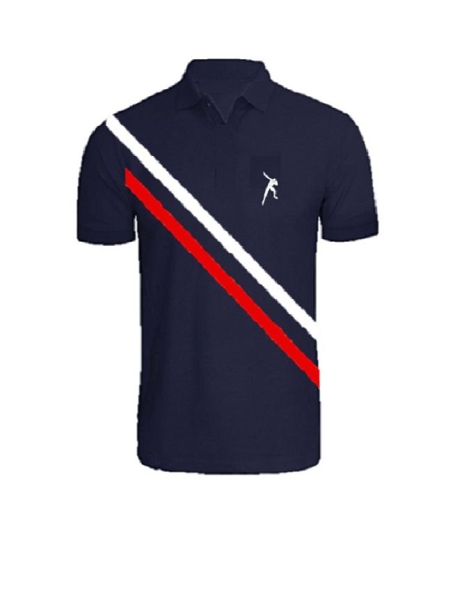 Men's Unique Quality Slant Design Polo - Navy Blue